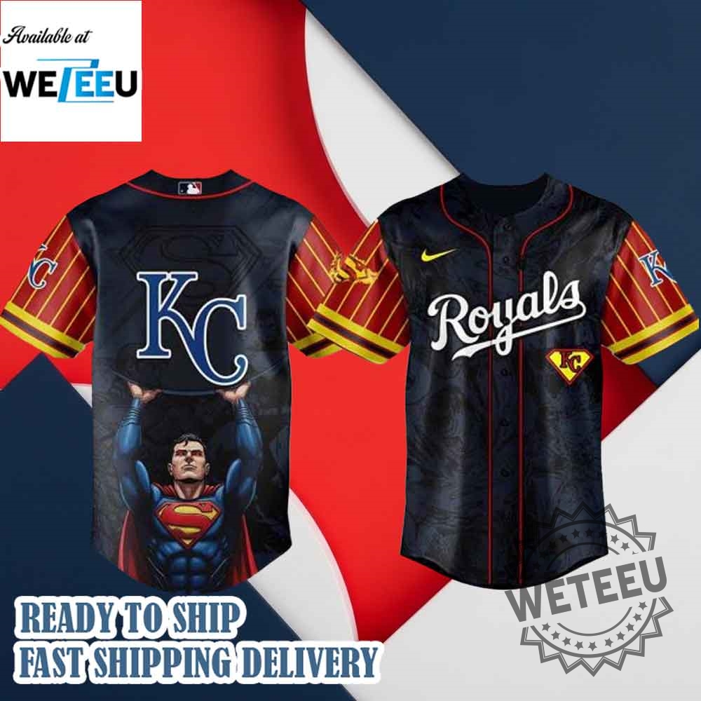 Kansas City Royals Mlb X Superman Baseball Jersey 3 Kansas City Royals MLB x Superman Baseball Jersey
