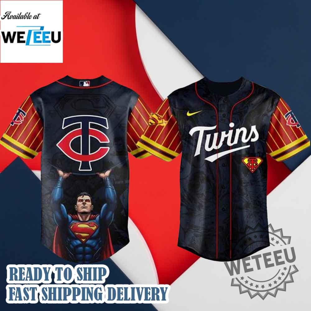 Minnesota Twins Mlb X Superman Baseball Jersey 3 Minnesota Twins MLB x Superman Baseball Jersey