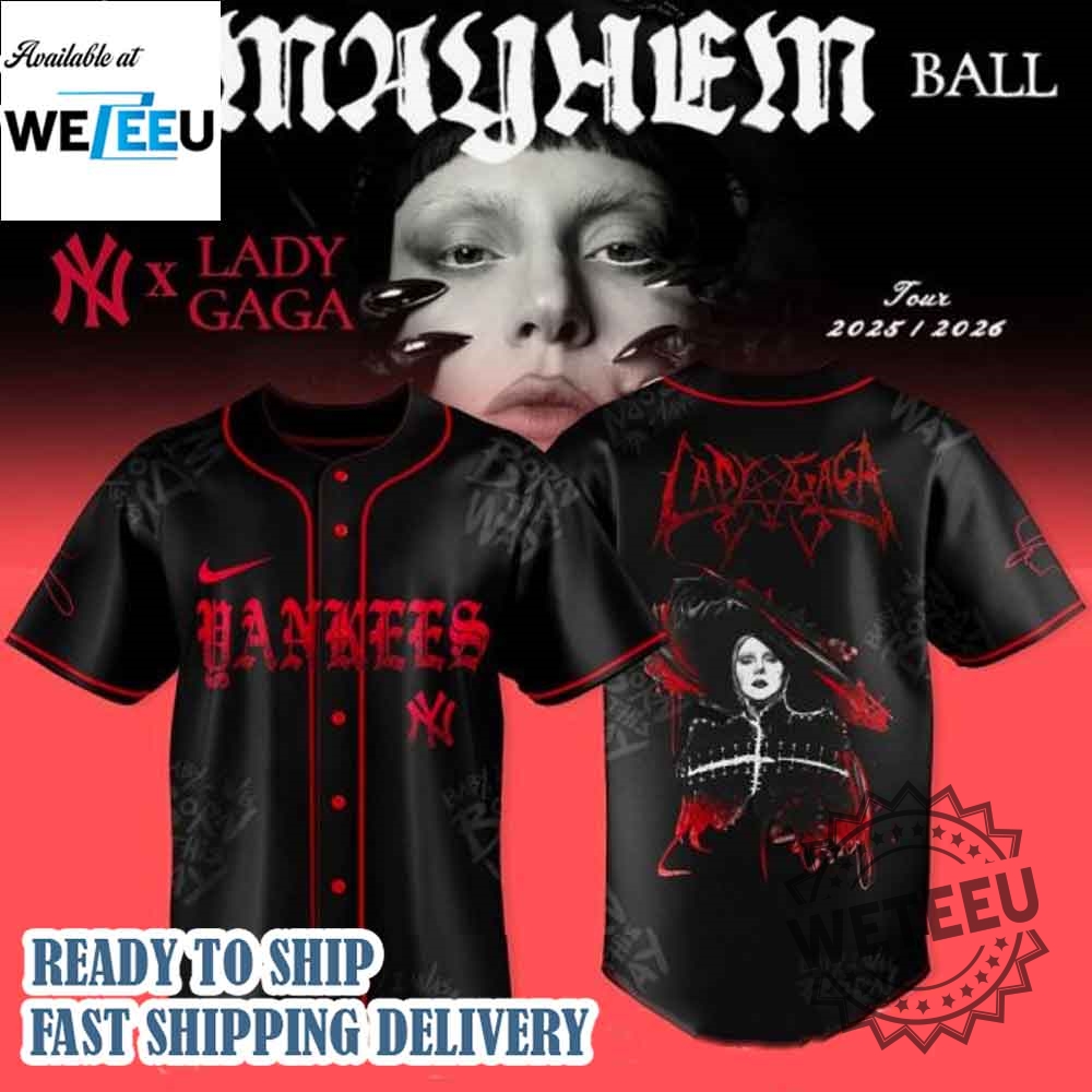 New York Yankees X Lady Gaga The Mayhem Ball Tour 2025 Jersey