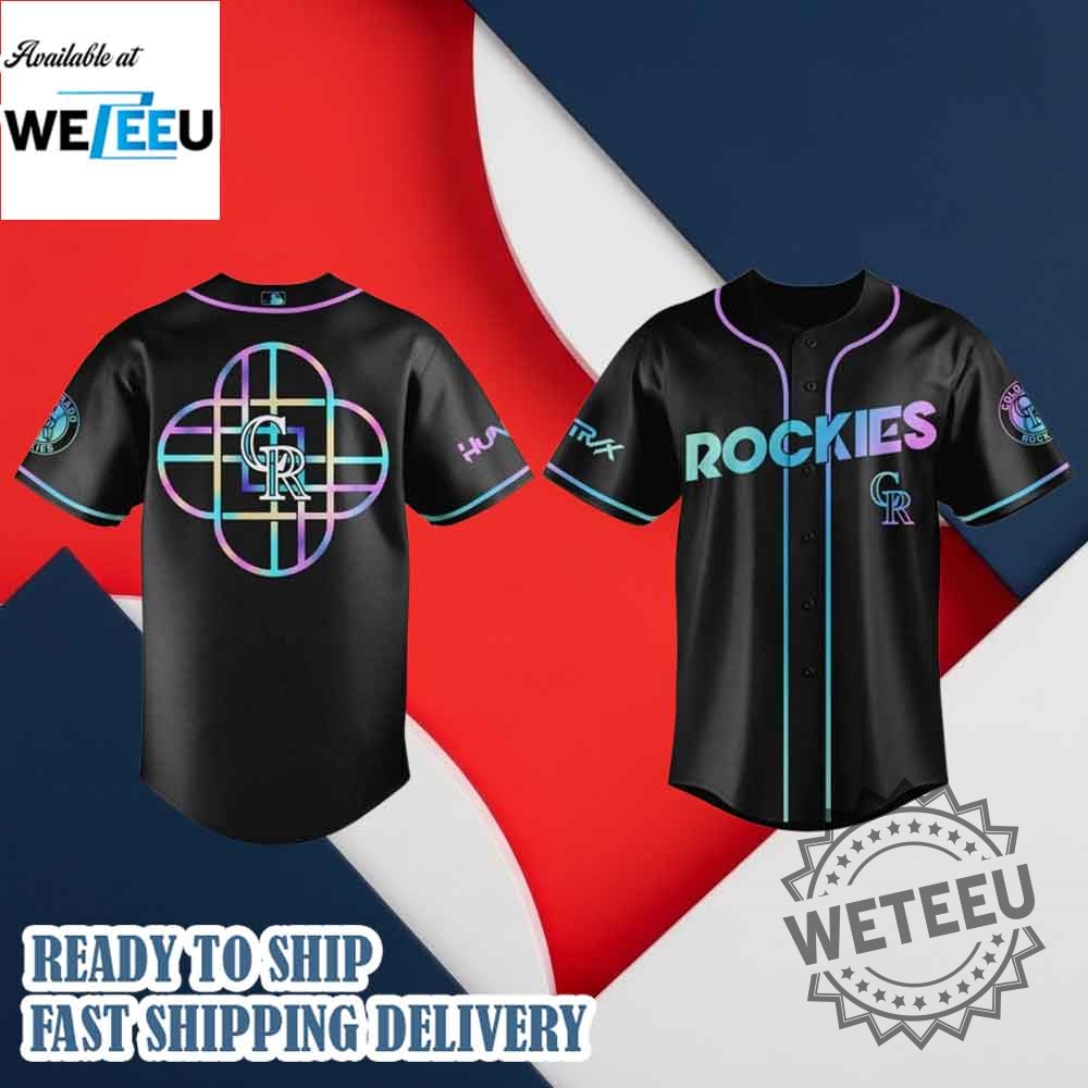 "Shop MLB X Kpop and Zombie Land Team Logo Baseball Jerseys" 4 Colorado Rockies Mlb X Kpop Demon Hunters Logo Baseball Jersey