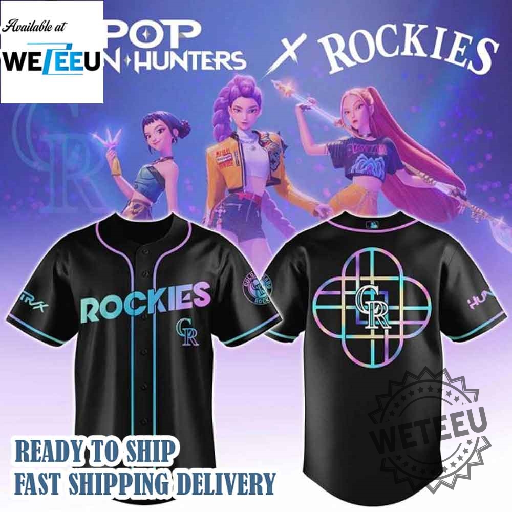 Colorado Rockies Mlb X Kpop Demon Hunters Logo Baseball Jersey 5 Colorado Rockies MLB X Kpop Demon Hunters Logo Baseball Jersey