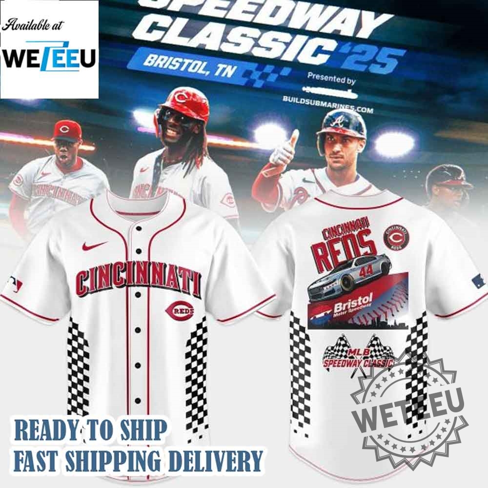 "Shop MLB X Kpop and Zombie Land Team Logo Baseball Jerseys" 8 Cincinnati Reds Speedway Classic 2025 Jersey