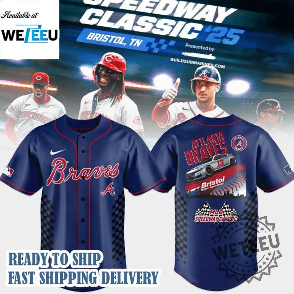 "Shop MLB X Kpop and Zombie Land Team Logo Baseball Jerseys" 9 Atlanta Braves Speedway Classic 2025 Jersey