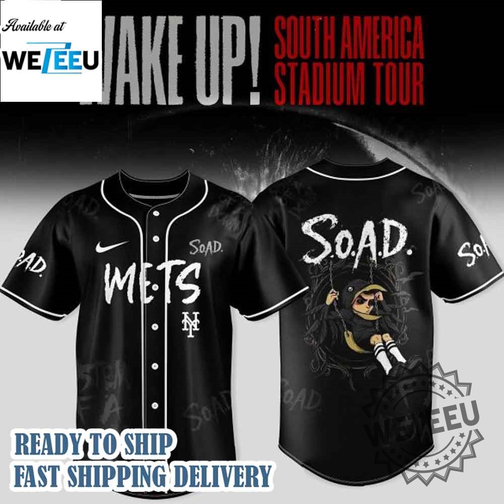 "Shop MLB X Kpop and Zombie Land Team Logo Baseball Jerseys" 16 New York Mets X System Of A Down Wake Up Tour 2025 Jersey