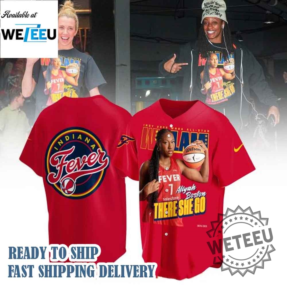 "Shop MLB X Kpop and Zombie Land Team Logo Baseball Jerseys" 17 Indiana Fever Aliyah Boston Wnba All Star Wslam 2025 Red Jersey