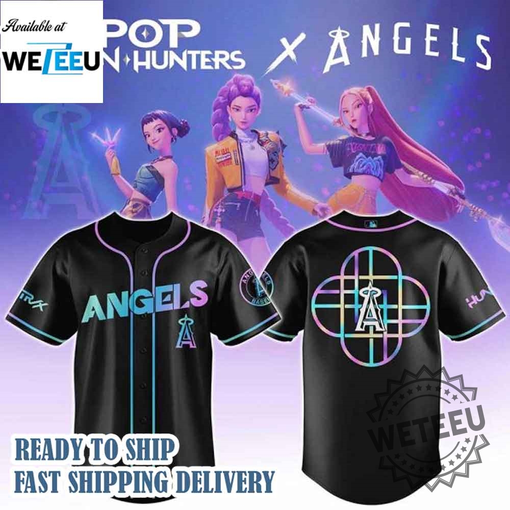 Los Angeles Angels Mlb X Kpop Demon Hunters Logo Baseball Jersey 5 Los Angeles Angels MLB X Kpop Demon Hunters Logo Baseball Jersey