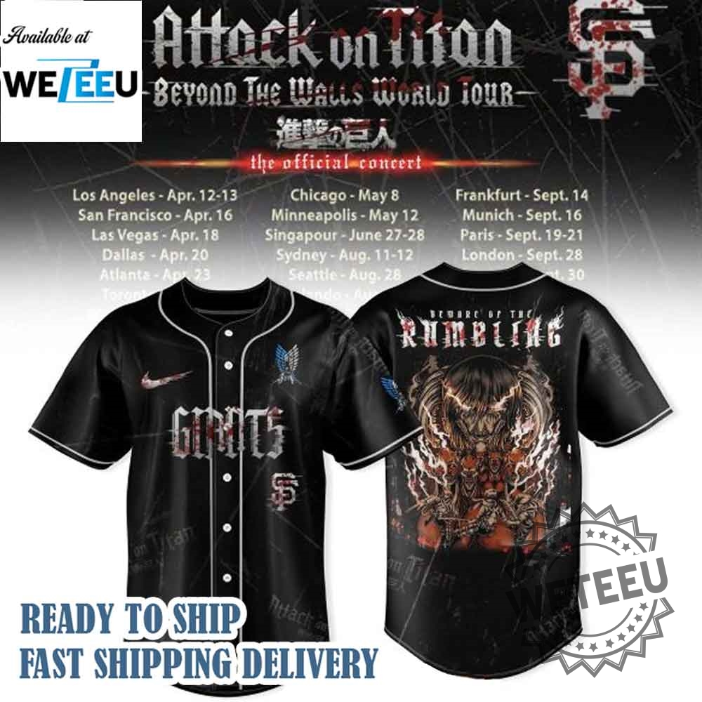 San Francisco Giants X Attack On Titan Beyon The Walls World Tour 2025 Jersey 3 San Francisco Giants x Attack On Titan Beyon The Walls World Tour 2025 Jersey