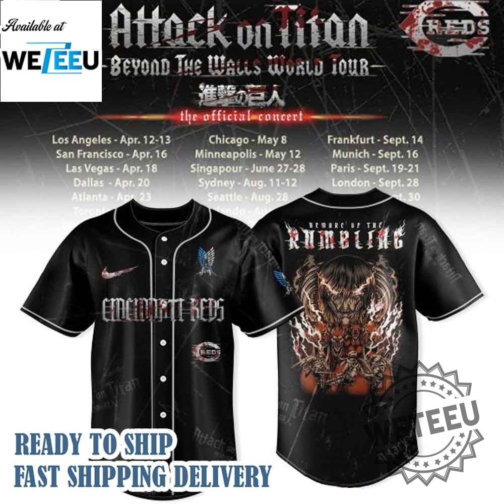 Cincinnati Reds X Attack On Titan Beyon The Walls World Tour 2025 Jersey 3 Cincinnati Reds x Attack On Titan Beyon The Walls World Tour 2025 Jersey