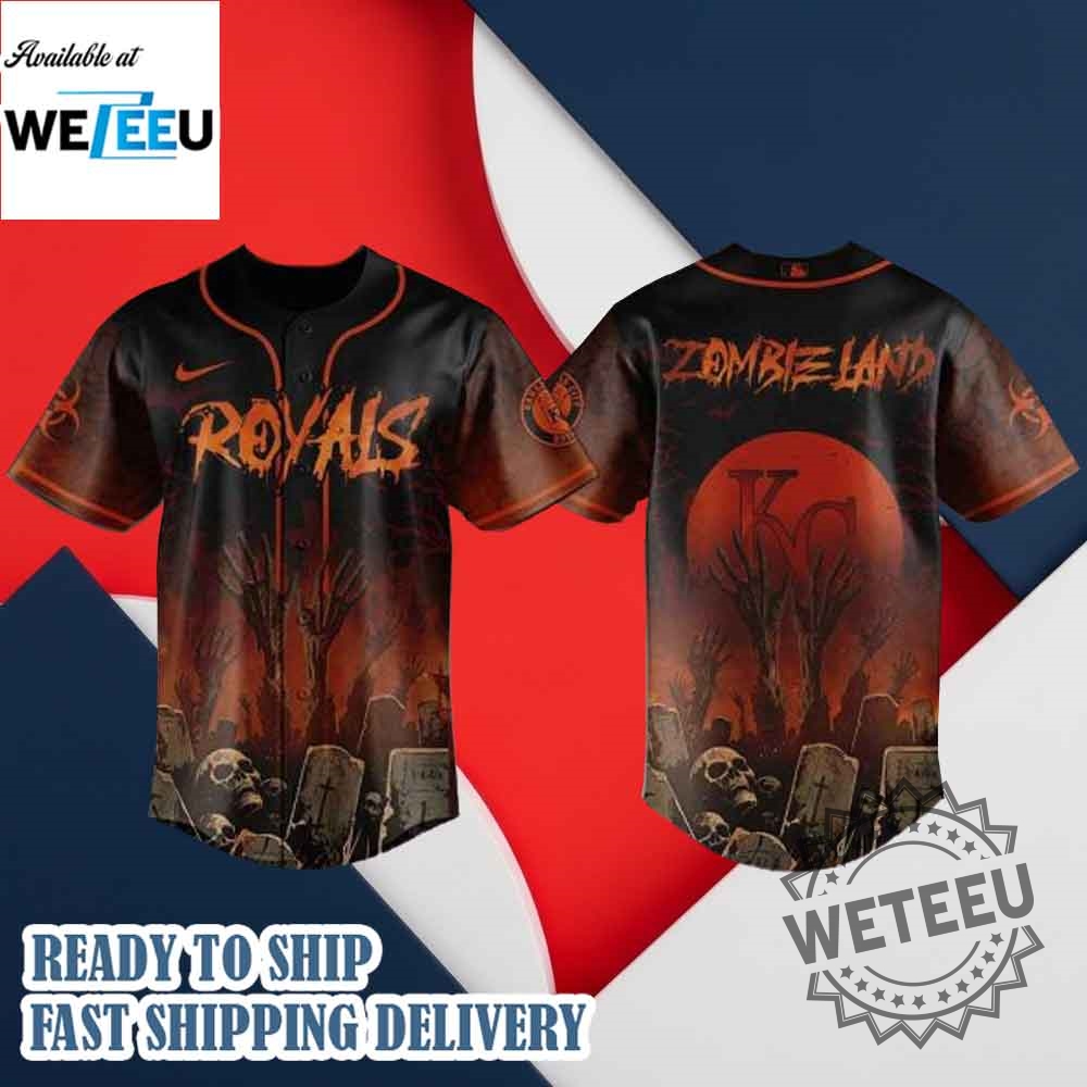 "Shop Exclusive 2025 Crossover Jerseys: Giants, Rangers, Knights & More" 13 Kansas City Royals Mlb X Zombie Land Baseball Jersey
