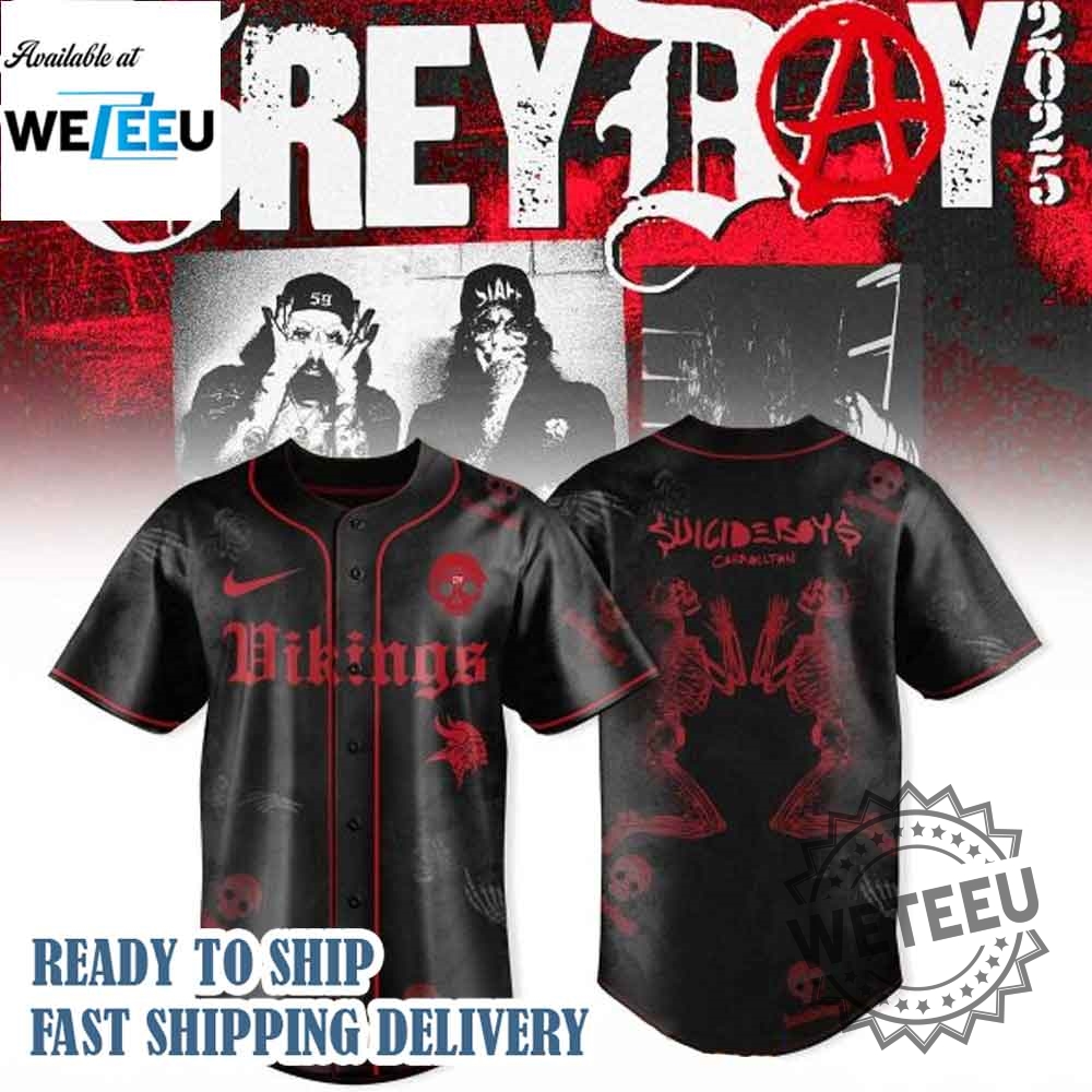 "Shop Exclusive 2025 Crossover Jerseys: Giants, Rangers, Knights & More" 14 Minnesota Vikings X Suicideboys Greyday 2025 Jersey