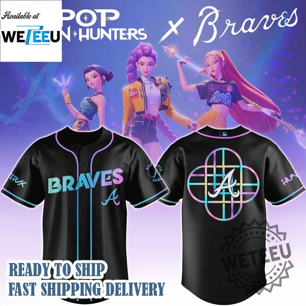 Atlanta Braves Mlb X Kpop Demon Hunters Logo Baseball Jersey