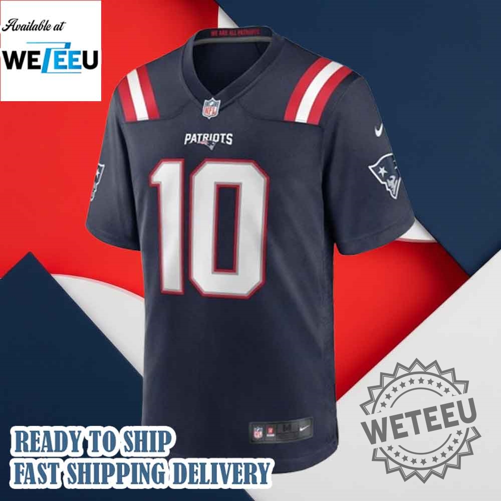 New England Patriots Drake Maye 10 Nike Navy 2025 Official Nfl Game Jersey With Signature 4 New England Patriots Drake Maye #10 Nike Navy 2025 Official NFL Game Jersey With Signature