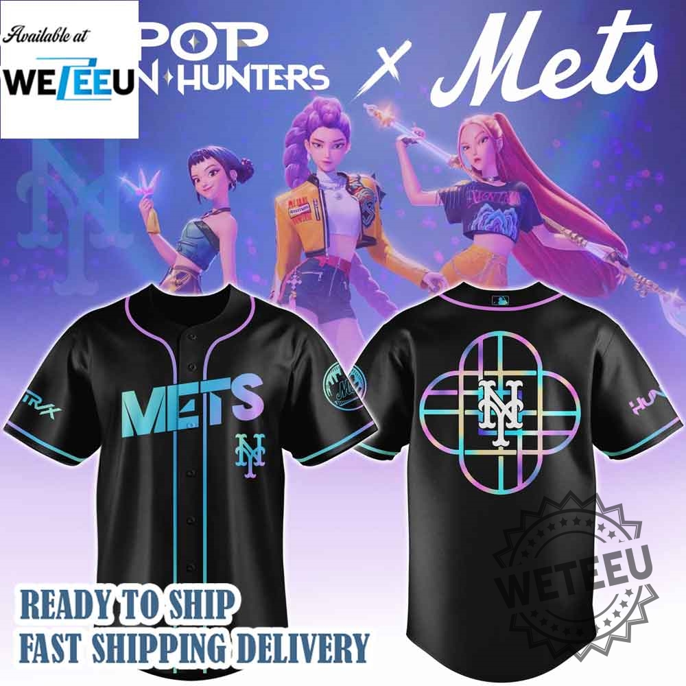 New York Mets Mlb X Kpop Demon Hunters Logo Baseball Jersey