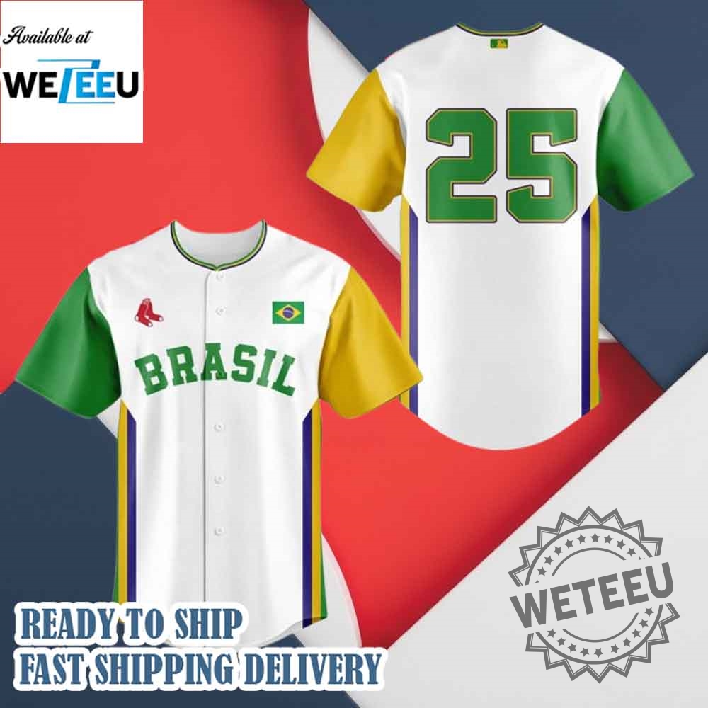 "2025 MLB Jerseys: Dodgers, Red Sox, Tigers, Phillies, Rays Collabs" 3 Boston Red Sox X Brazil Celebration 2025 Jersey