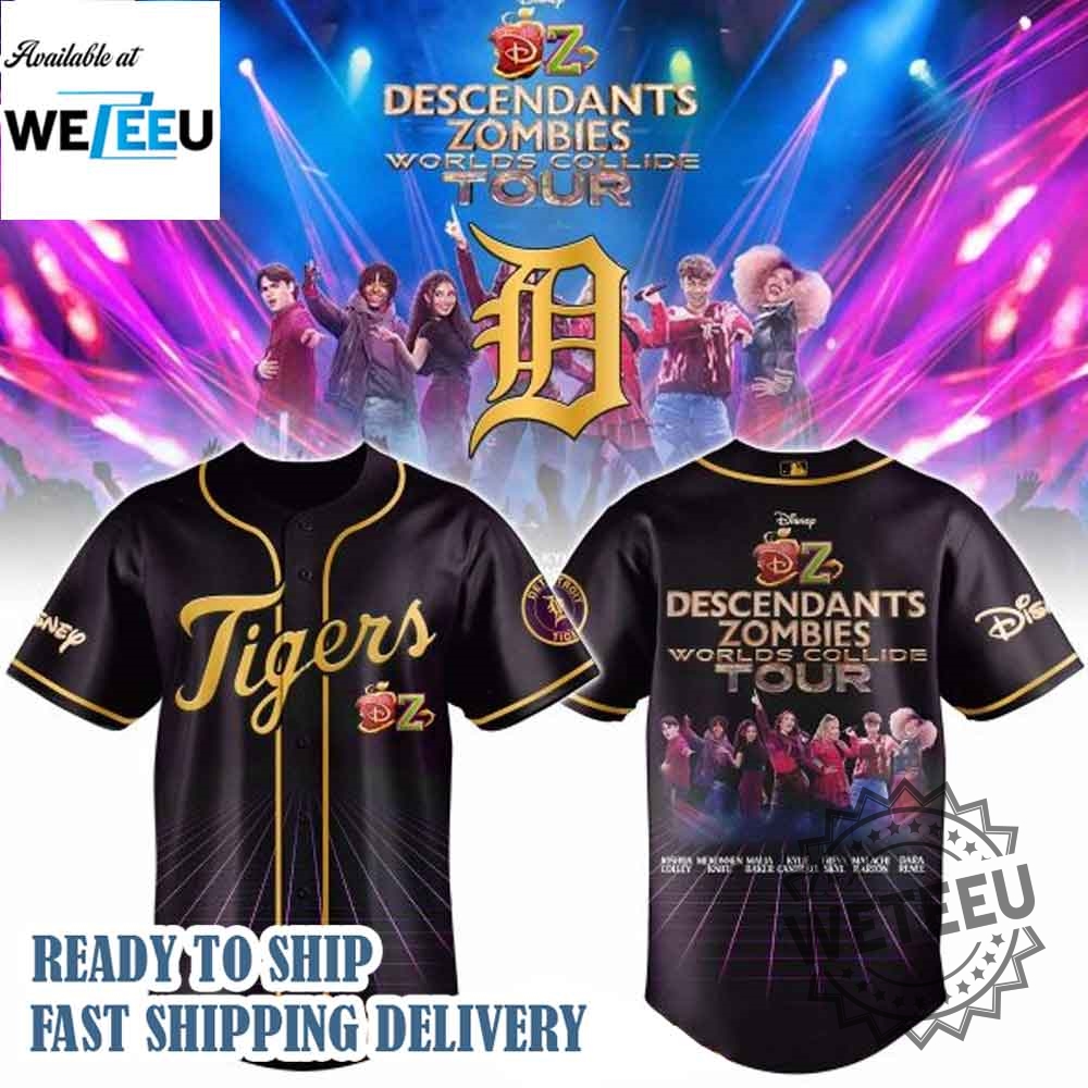 "2025 MLB Jerseys: Dodgers, Red Sox, Tigers, Phillies, Rays Collabs" 4 Detroit Tigers Descendants Zombies Worlds Collide Tour 2025 Jersey