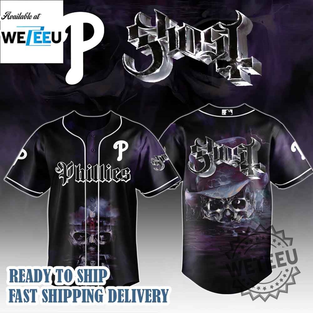 "2025 MLB Jerseys: Dodgers, Red Sox, Tigers, Phillies, Rays Collabs" 5 Philadelphia Phillies Mlb X Ghost Skeletour World Tour Baseball Jersey