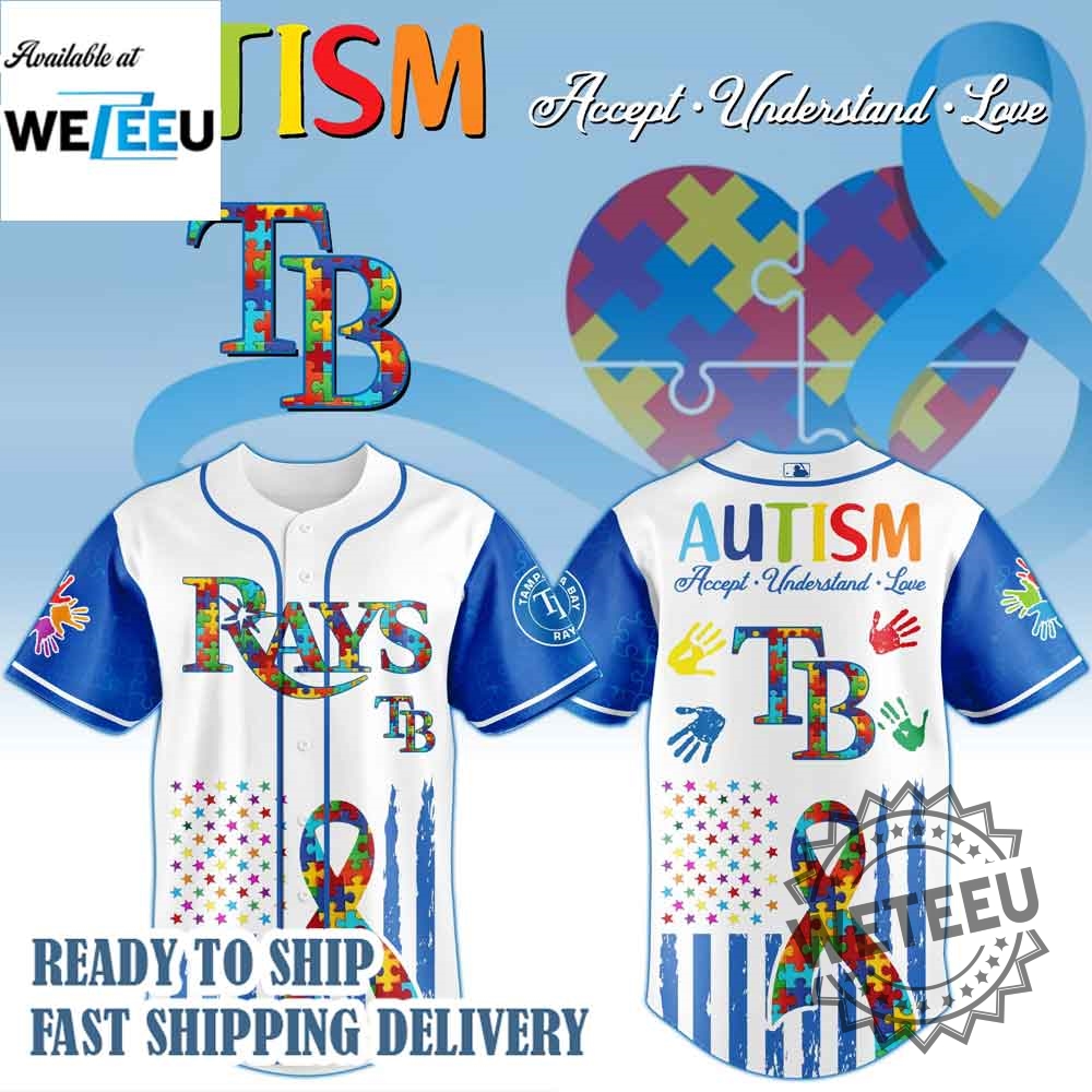 "2025 MLB Jerseys: Dodgers, Red Sox, Tigers, Phillies, Rays Collabs" 12 Tampa Bay Rays Mlb X Autism Awareness Month Baseball Jersey