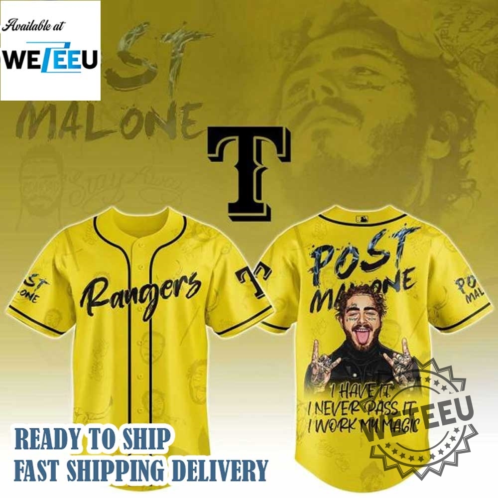 "Top 5 Must-Have Baseball Jerseys for 2025: Limited Edition Designs" 5 Texas Rangers Mlb X Post Malone Tour Baseball Jersey