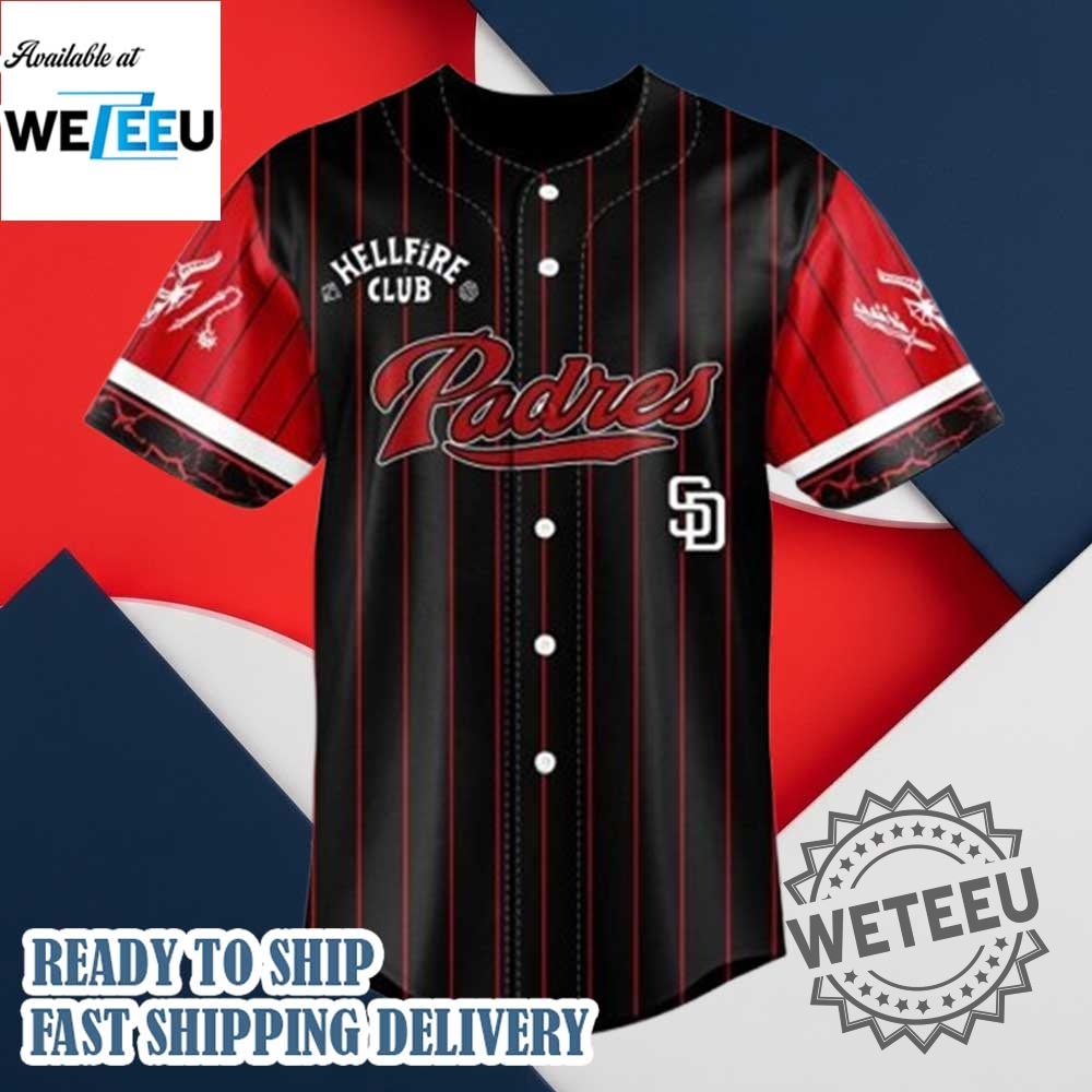 San Diego Padres X Hellfire Club Stranger Things 5 Jersey 4 San Diego Padres x Hellfire Club Stranger Things 5 Jersey