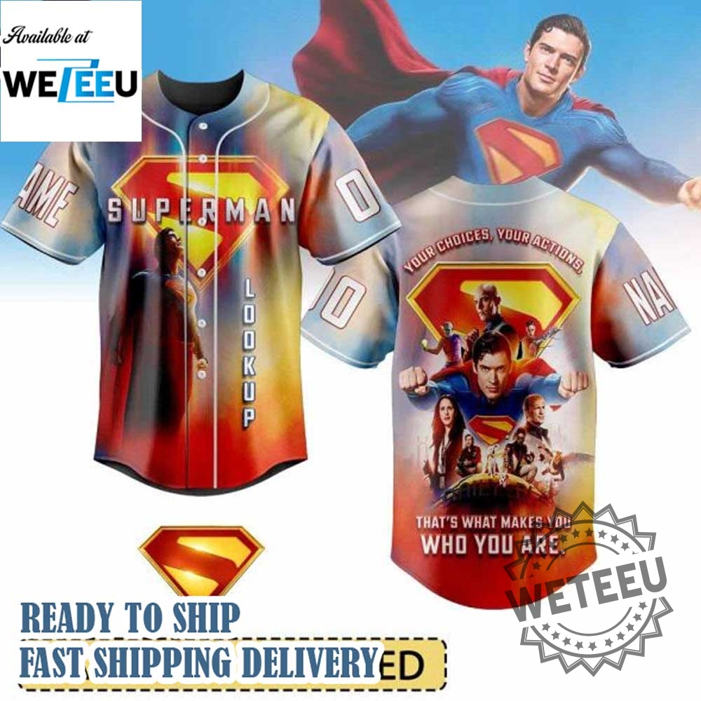 Superman Lookup Custom Baseball Jersey Heroic Comic