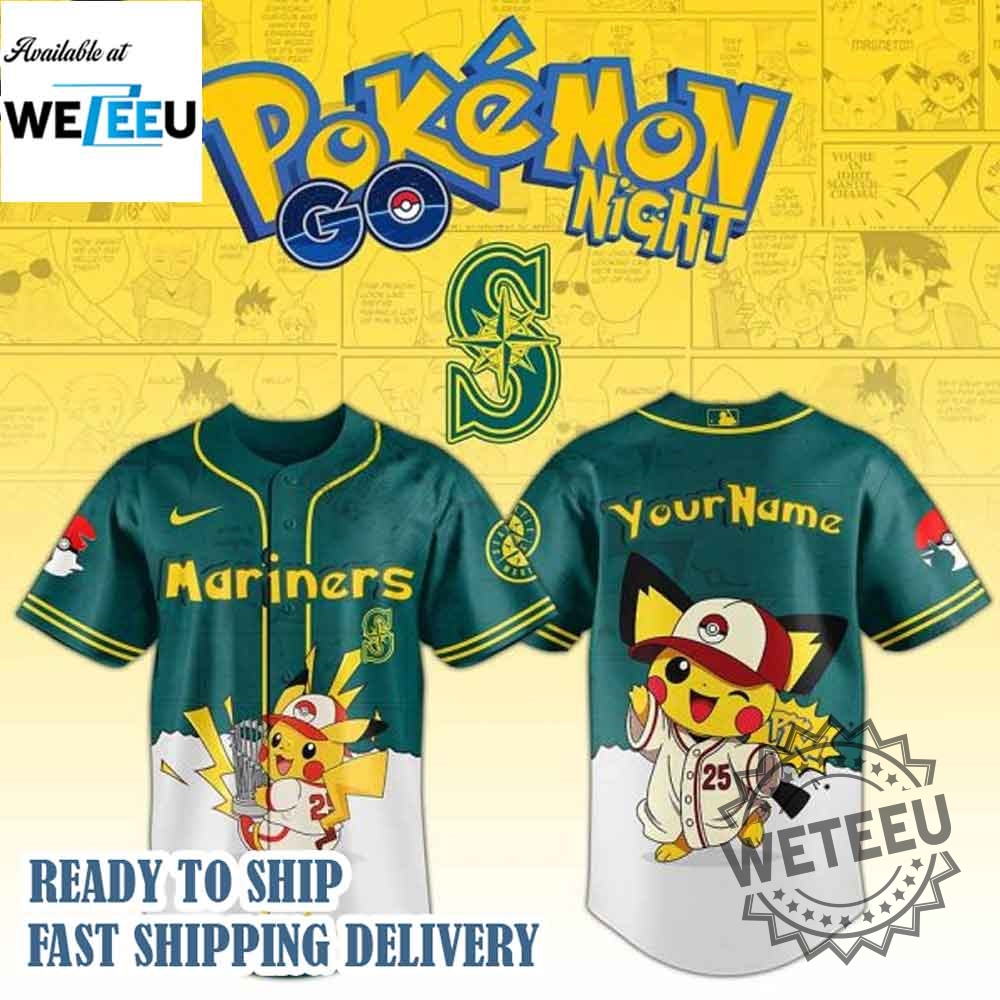 Seattle Mariners Mlb X Pokemon Go Night Baseball Jersey