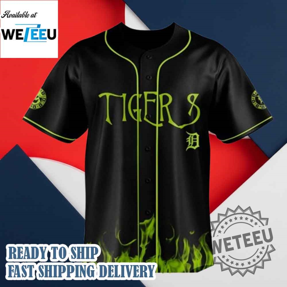 Detroit Tigers X Oogie Boogie Bash 2025 Halloween Baseball Jersey 5 Detroit Tigers x Oogie Boogie Bash 2025 Halloween Baseball Jersey