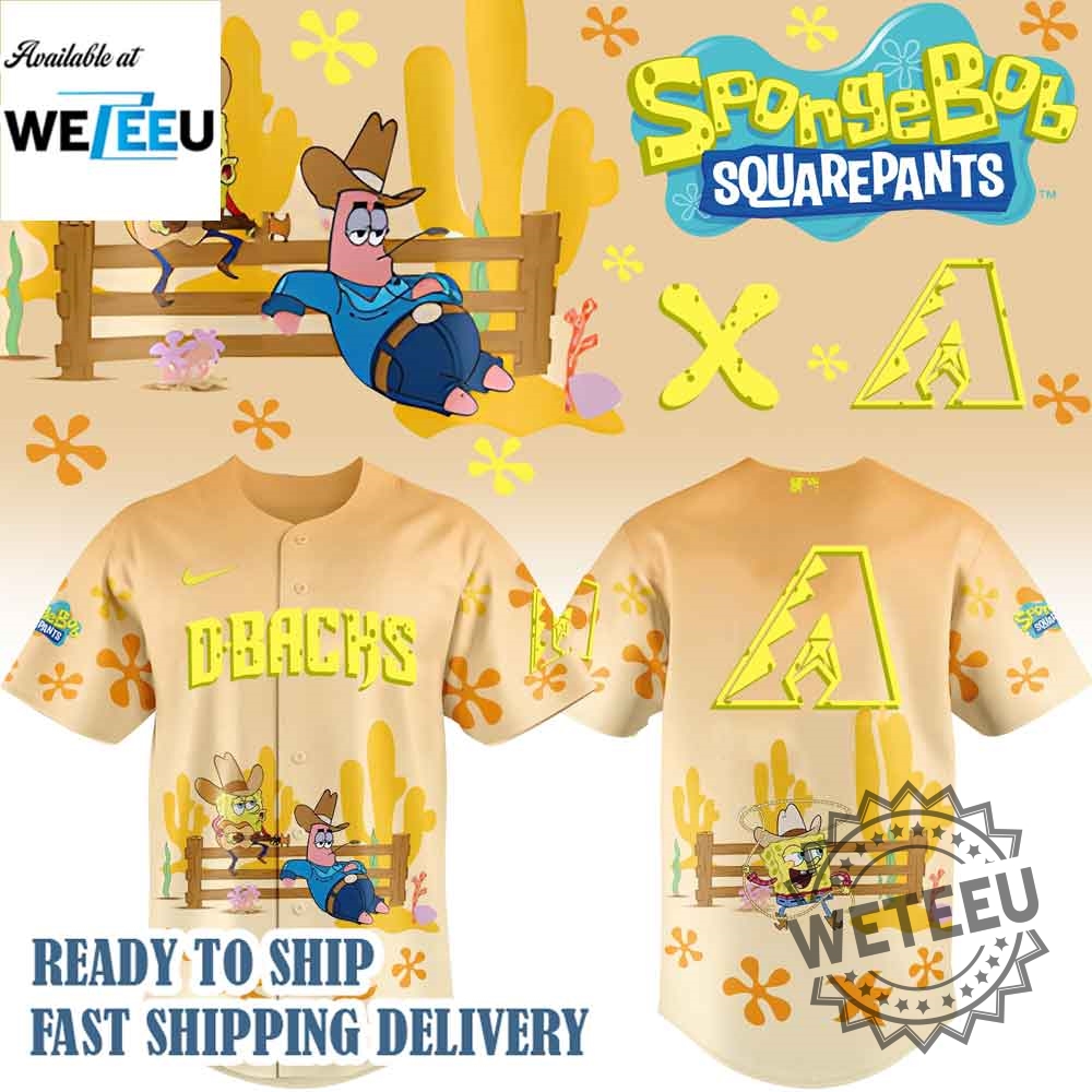 "Explore Exclusive Themed Jerseys: Jurassic, Star Wars, Pokémon & Eminem" 14 Arizona Diamondbacks Mlb X Spongebob Squarepants Jersey
