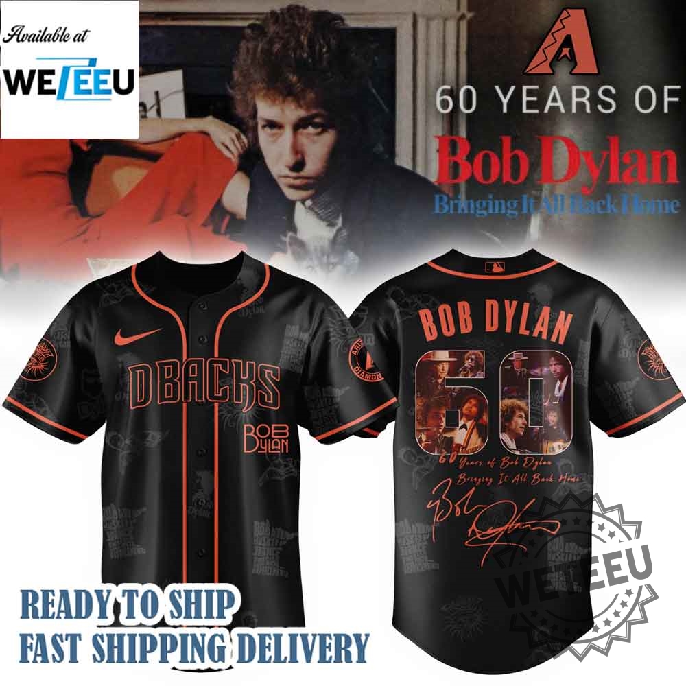"Top 5 Unique MLB Baseball Jerseys Featuring Iconic Collaborations" 14 Arizona Diamondbacks Mlb X Bob Dylan 60Th Bringing It All Back Home Baseball Jersey Shirt