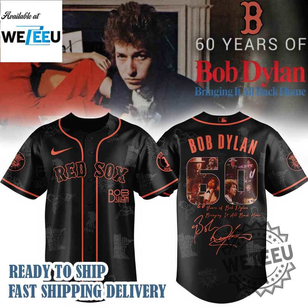 "2025 Cartoon Baseball Jerseys: Red Sox, Dodgers, Phillies, Cyclones, Dodgers" 14 Boston Red Sox Mlb X Bob Dylan 60Th Bringing It All Back Home Jersey
