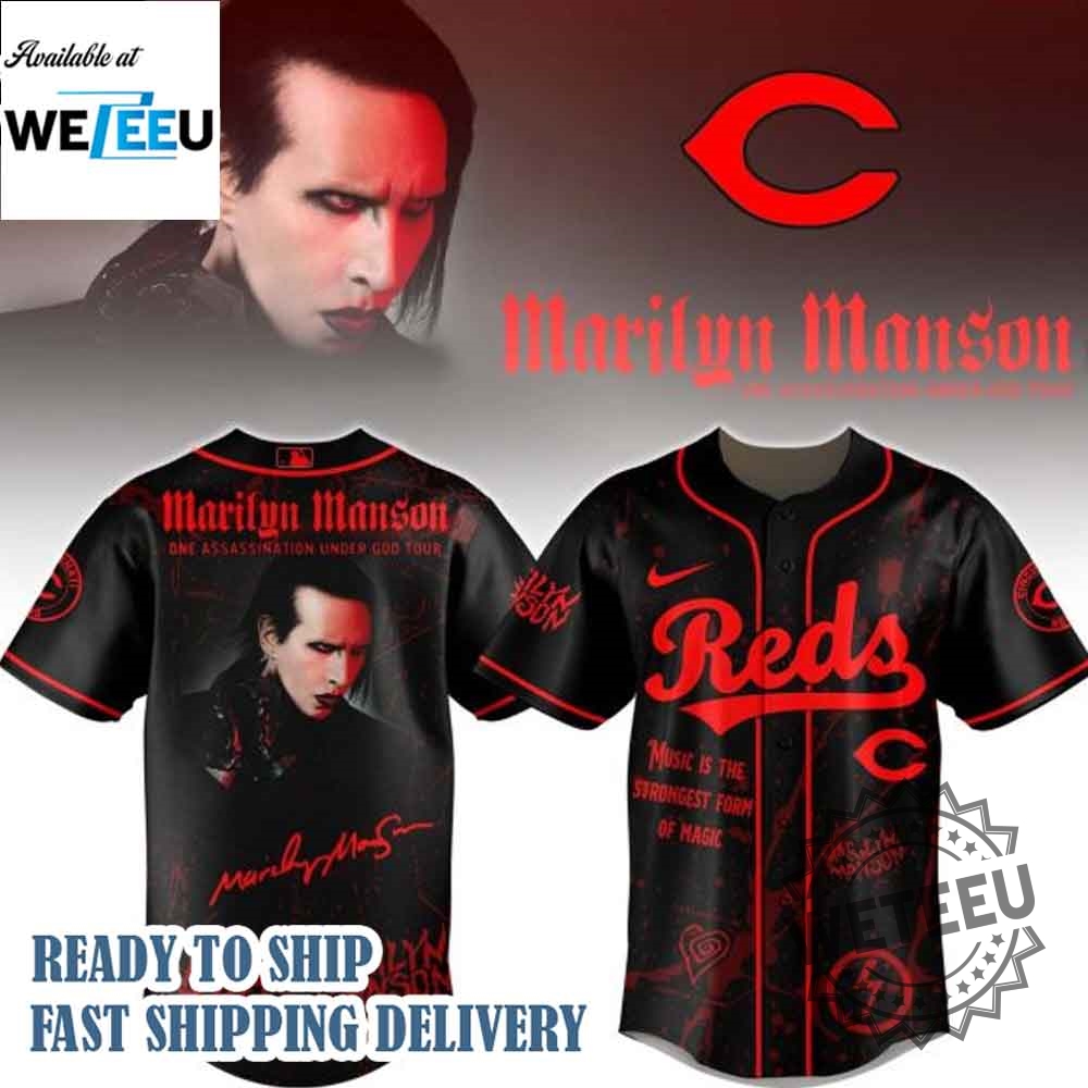 "Top 2025 Custom Jerseys: College, Kpop, MLB, and More!" 13 Cincinnati Reds Marilyn Manson One Assassination Under God Tour 2025 Jersey