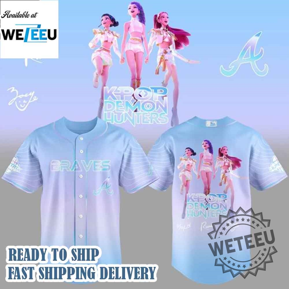 Atlanta Braves Kpop Demon Golden Song Signature Hunters Huntrix Baseball Jersey 5 Atlanta Braves KPop Demon Golden Song Signature Hunters Huntrix Baseball Jersey
